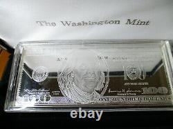 $100 Dollar Bill 4 oz ounce Silver Bar 1/4 pound PROOF COA & display case 2003