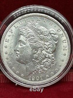 1901 o morgan silver dollar In A Display Case With COA