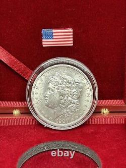 1901 o morgan silver dollar In A Display Case With COA