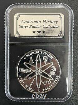 1960's Apollo Moon Landing 1ozt. 999 Fine Silver Round in Display Case with COA