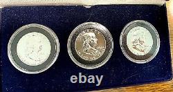 1961, 1962, 1963 Franklin Halves Gem White Proofs in Display Case with COA CHN