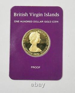 1976 British Virgin Islands $100 Dollar Gold Coin with Display Case & COA