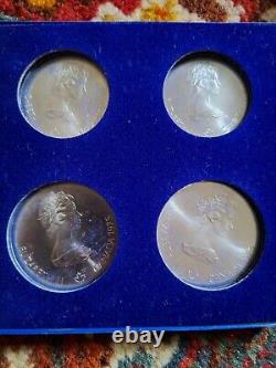 1976 Canada 4-Coin 4.336 oz PURE SILVER Montreal Olympics B. U. Set (COA)