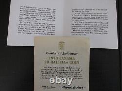 1978 Panama Proof Silver 20 Balboas with Display Case and COA