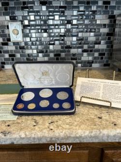 1980 Barbados 8-Coin Proof Set with 2 Silver Coins / display case / COA