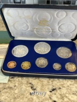 1980 Barbados 8-Coin Proof Set with 2 Silver Coins / display case / COA