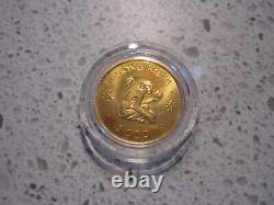 1980 Hong Kong $1000 Gold Lunar Year of the Monkey coin Display case & COA, Rare