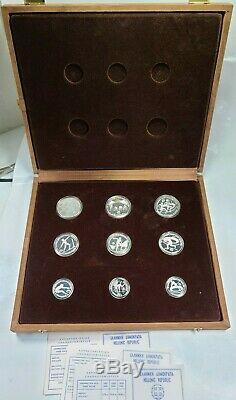 1982 Greece Olympic Silver Proof Commemorative 9 Coin Set in Display Case + COAs