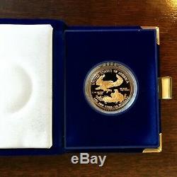1986 American Eagle Gold $50 1 OZ. Proof US Mint Box Display Case and COA MIB