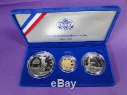 1986 Us Liberty 3 Coin Proof Set Beautiful Coins In Display Case, No Coa
