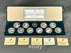 1988 CALGARY WINTER OLYMPICS 10 STERLING SILVER $20 COIN SET withCASE & COA'S