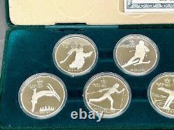 1988 CALGARY WINTER OLYMPICS 10 STERLING SILVER $20 COIN SET withCASE & COA'S