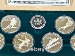 1988 CALGARY WINTER OLYMPICS 10 STERLING SILVER $20 COIN SET withCASE & COA'S