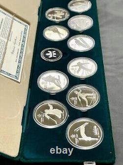 1988 CALGARY WINTER OLYMPICS 10 STERLING SILVER $20 COIN SET withCASE & COA'S