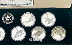 1988 CALGARY WINTER OLYMPICS 10 STERLING SILVER $20 COIN SET withCASE & COA'S