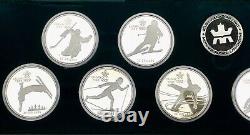 1988 CALGARY WINTER OLYMPICS 10 STERLING SILVER $20 COIN SET withCASE & COA'S