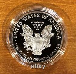 1991-S 1 oz Proof Silver American Eagle Coin with Box, Display Case & COA