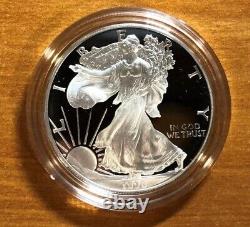 1996-P 1 oz Proof Silver American Eagle Coin with Box, Display Case & COA