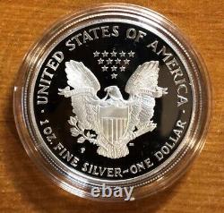 1996-P 1 oz Proof Silver American Eagle Coin with Box, Display Case & COA