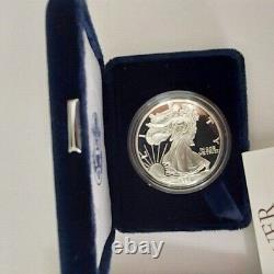 1998-P 1 oz Proof Silver American Eagle Coin with Box, Display Case and COA