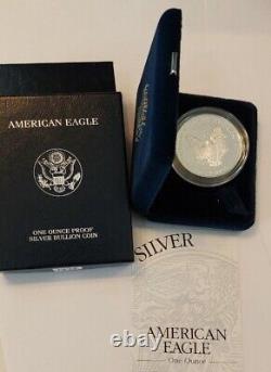 1998-P 1 oz Proof Silver American Eagle Coin with Box, Display Case and COA