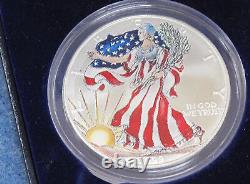1999 American Silver Eagle Painted with Display Case and COA E1932