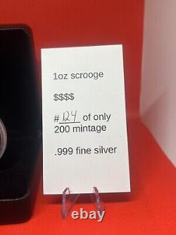 1ounce Scrooge. 999 Silver Coin COA And Display Case. #200 Minted