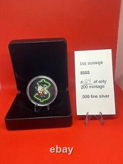 1ounce Scrooge. 999 Silver Coin COA And Display Case. #200 Minted