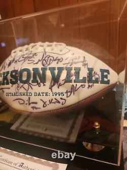 2008 Jacksonville Jaguars Team Signed Ball with display case and COA