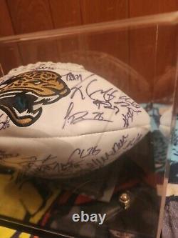 2008 Jacksonville Jaguars Team Signed Ball with display case and COA