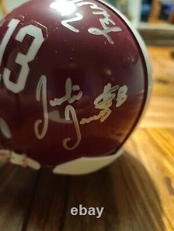 2010 Alabama Football Champions Signed Mini Helmet 6 Players Julio Jones COA