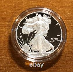 2010-W 1 oz Proof Silver American Eagle Coin with Box, Display Case & COA