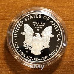 2010-W 1 oz Proof Silver American Eagle Coin with Box, Display Case & COA