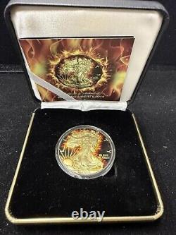 2014 American Silver Eagle Burning Liberty 1oz Silver in Display Case with COA