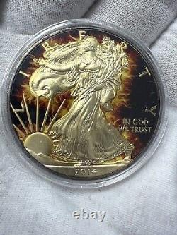 2014 American Silver Eagle Burning Liberty 1oz Silver in Display Case with COA