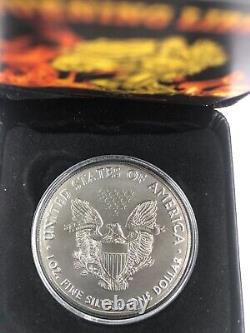 2016 American Eagle Burning Liberty 1oz Silver in Display Case 24k Golding COA