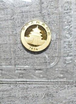 2016 BU Chinese Panda 10 Yuan Gold Coin Sealed withCOA & Display Case