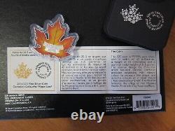 2016 Canada 1 Oz Silver Colored Red Maple Leaf Proof Coin COA Display Case