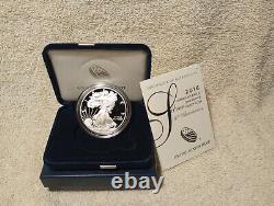 2016-W Silver Eagle Proof With COA & Display Case RAW Lettered Edge