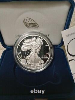 2016-W Silver Eagle Proof With COA & Display Case RAW Lettered Edge
