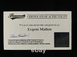 2016 World Cup of Hockey Evgeni Malkin Autographed Puck with COA + Display Case