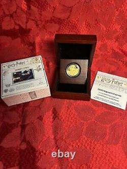 2020 Niue 1/4 oz Proof Gold Hogwarts Express With Wooden Display Box & COA