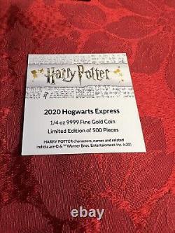 2020 Niue 1/4 oz Proof Gold Hogwarts Express With Wooden Display Box & COA