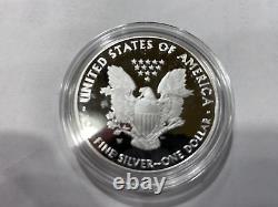 3 AMERICAN SILVER EAGLE COINS WithOGP DISPLAY CASES, OUTER BOXES AND COA S