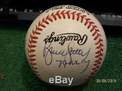 5 NL Cy Young signed Bill White Baseball with display case-COA