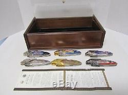 6 Different Franklin Mint Harley Davidson Knives With Display Case 2 Coa's