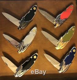 6 Franklin Mint Harley Davidson Knives With Display Case and COAs