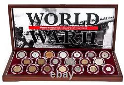 A Boxed Collection 20 World Coins from The Second World War, COA, Display Case