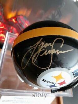 A Lynn Swann Signed Steelers Mini Helmet With Coa & Display Case