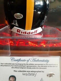 A Lynn Swann Signed Steelers Mini Helmet With Coa & Display Case
